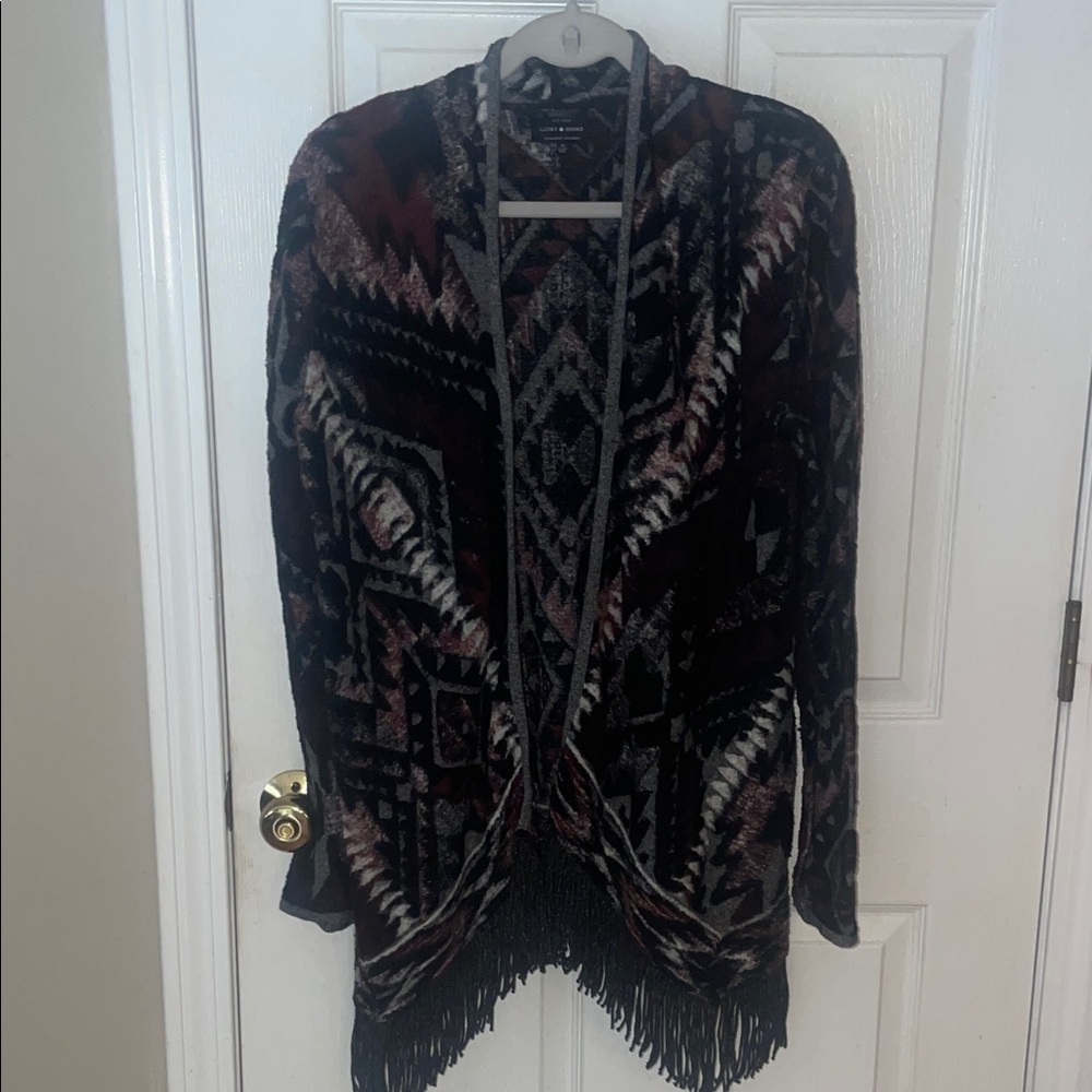 Lucky bohemian chic Open-Front Tribal Fringe Cardigan Sweater. Unique, gorgeous!